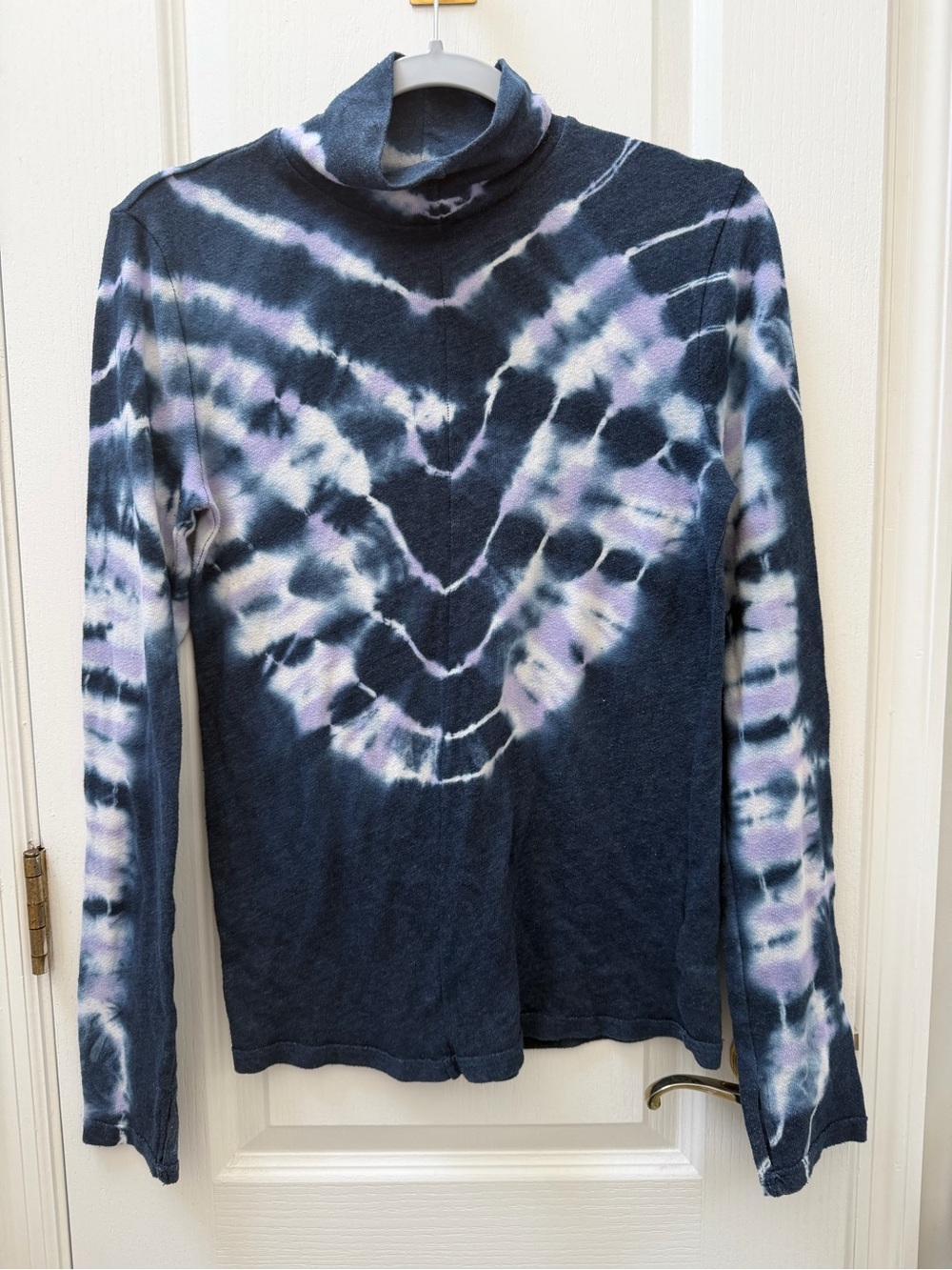 Free People Tie-Dye Mock Neck Long Sleeve Top - Black & Purple